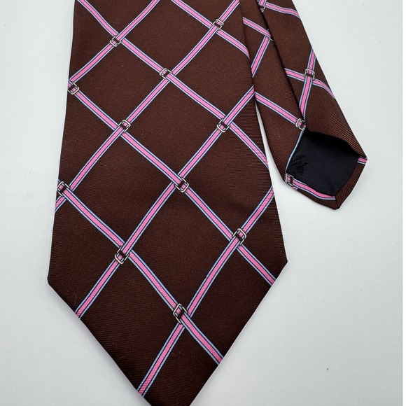 Brooks Brothers Other - Brooks‎ Brothers Makers Silk Tie Brown Pink Blue Belt Buckle Equestrian Pattern
